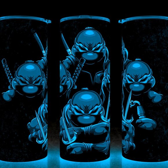 Glow in the Dark TMNT Ninja Turtles Cartoon 80s Cup Mug Tumbler - Picture 1 of 4